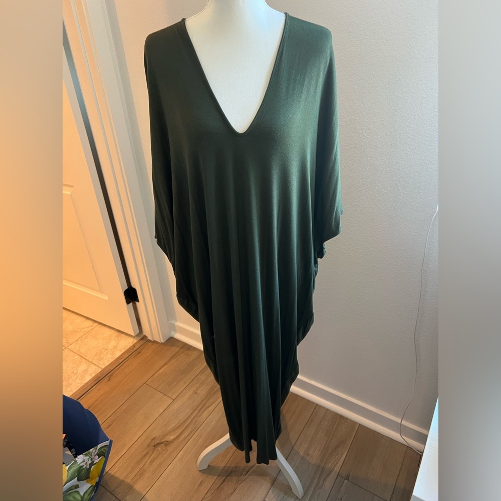 Riller & Fount V-Neck Olive Green Women's Dress